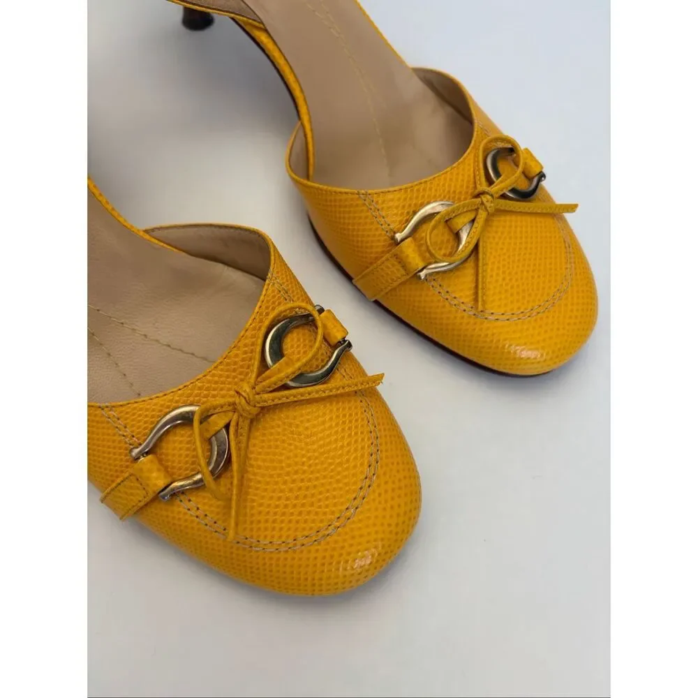 Kate Spade Terry Round Toe Slingback Kitten Heels in Yellow Size 8.5 - Picture 2 of 12
